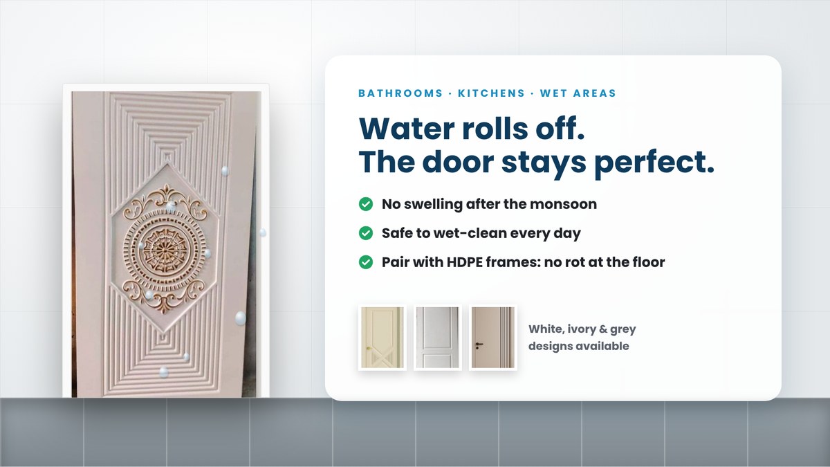 White and light-coloured fiber doors for bathrooms and kitchens
