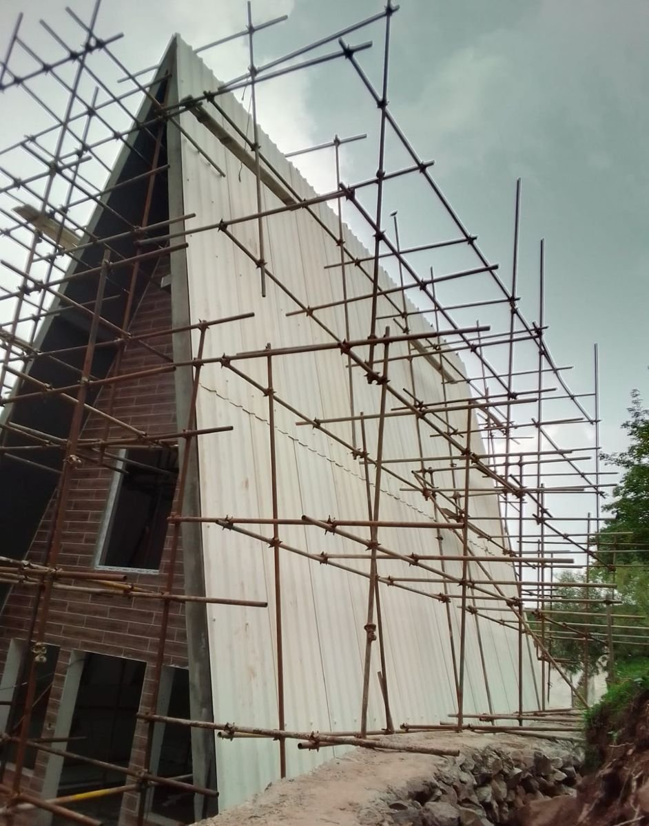 UPVC roof on A-frame house